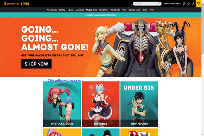Crunchyroll có cửa hàng để người dùng mua sắm những món đồ yêu thích