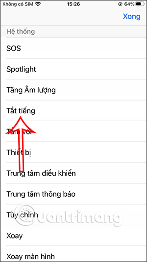 Chọn tắt tiếng