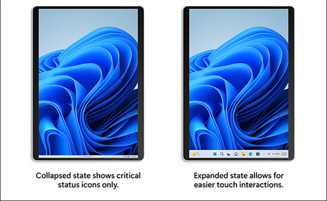 Taskbar được tối ưu cho máy tính bảng