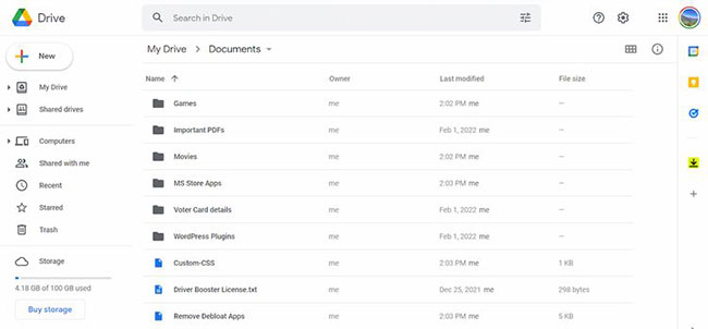Trang chủ Google Drive