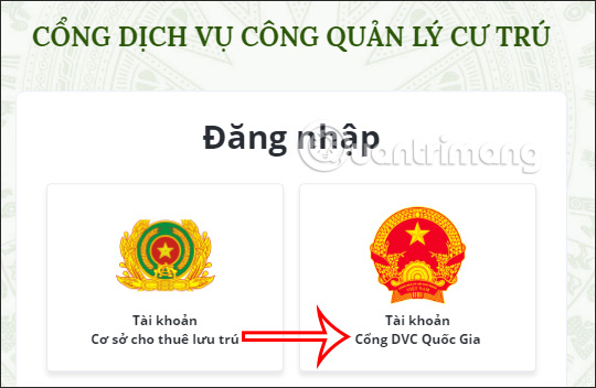 Tài khoản Cổng DVC Quốc Gia