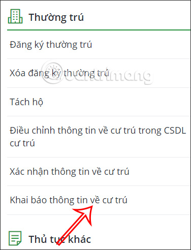 Khai báo thông tin về cư trú