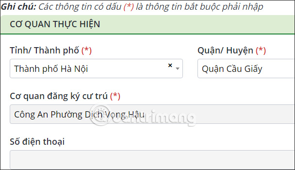 Cơ quan khai báo thông tin về cư trú