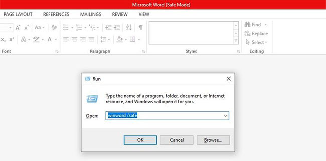 Khởi chạy Microsoft Word ở Safe Mode
