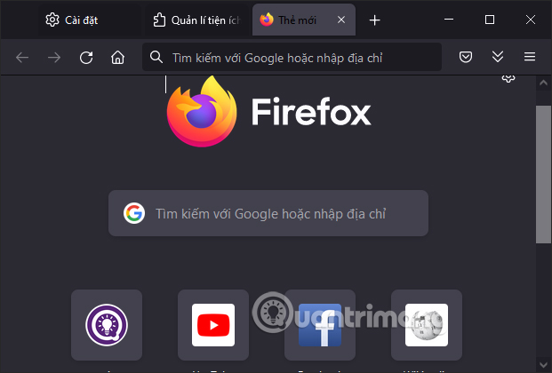 Nền tối trên Firefox