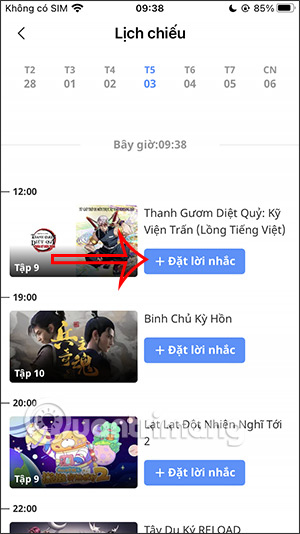 Đặt lời nhắc xem video trên Bilibili