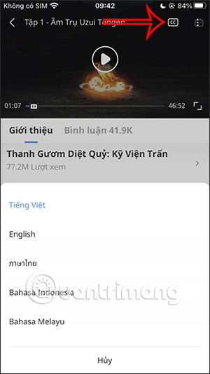Phụ đề video trên Bilibili