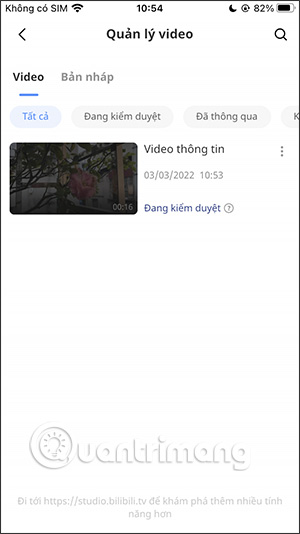 Quản lý video trên Bilibili