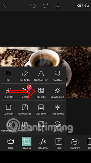Công cụ kéo giãn PicsArt