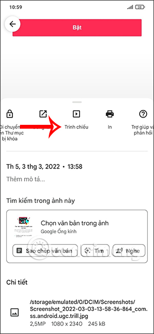 Trình chiếu hình ảnh