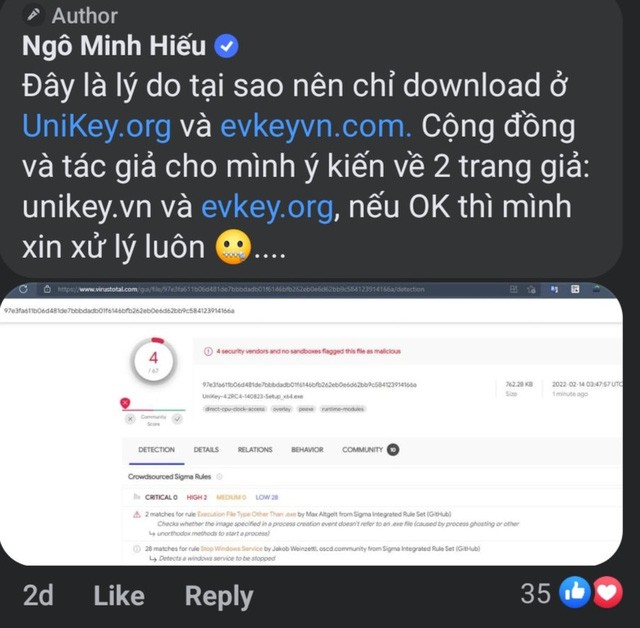 Hiếu PC xin phép cộng đồng và tác giả cho phép xử lý Unikey.vn và EVKey.org