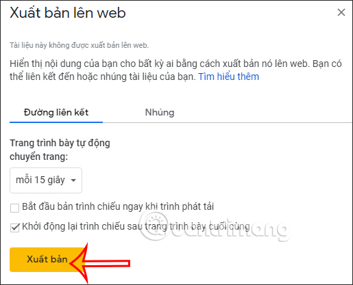 Lặp lại trình chiếu slide