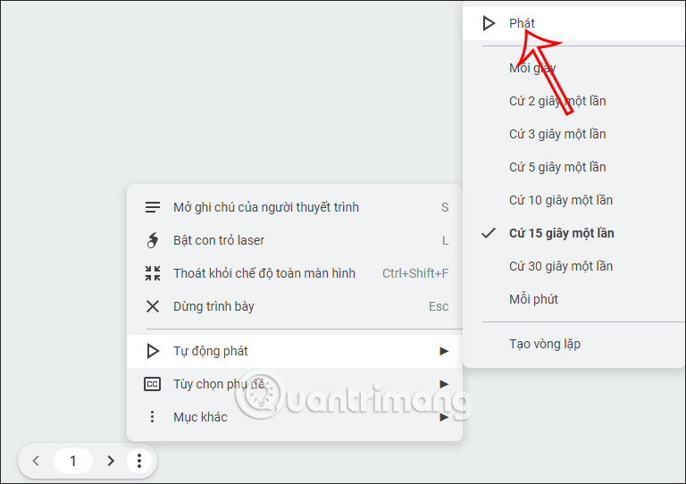 Phát slide trên Google Slides