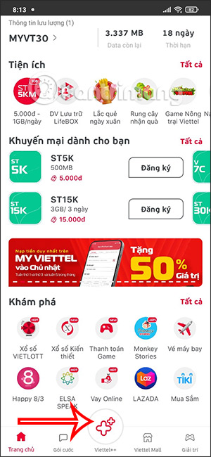 Giao diện Viettel++