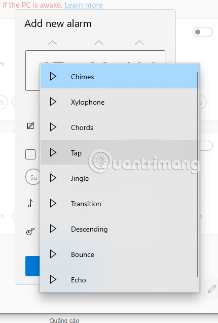 m báo thức để bạn có thể lựa chọn