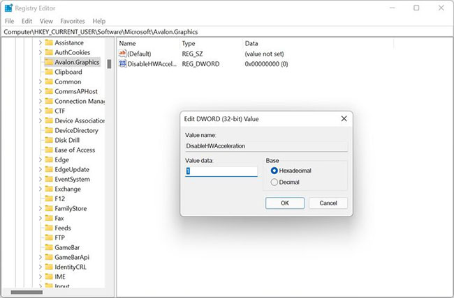 Registry Editor trong Windows 11