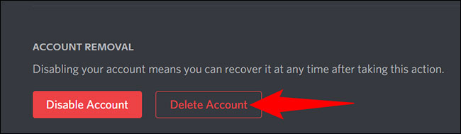 Nhấp vào “Delete Account”
