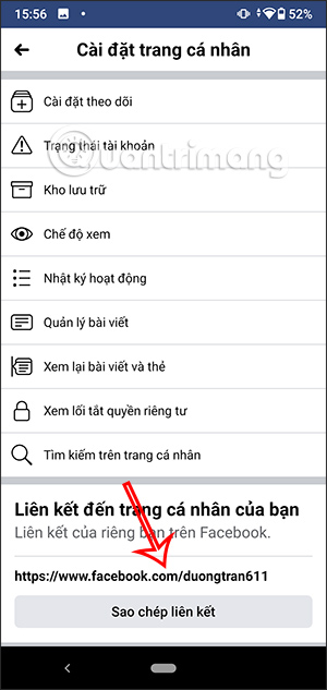Liên kết tới Facebook của bạn