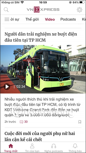 Mục video trên VnExpress