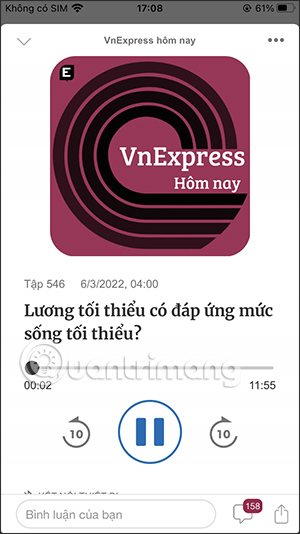 Giao diện nghe trên VnExpress