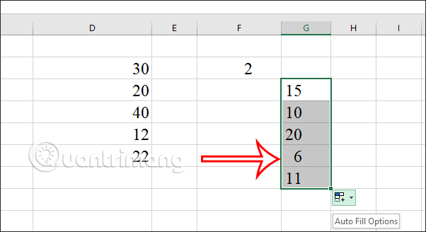 Kết quả chia 1 cột cho 1 ô Excel