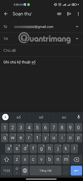 Ghi chú những nội dung cần thiết vào phần soạn email