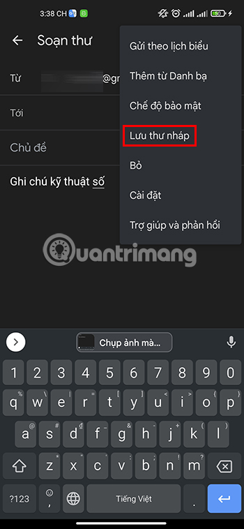 Lưu lại nội dung ghi chú vừa tạo