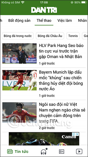 Các mục tin tức trên Dân trí