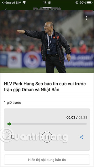 Giao diện nghe thông tin