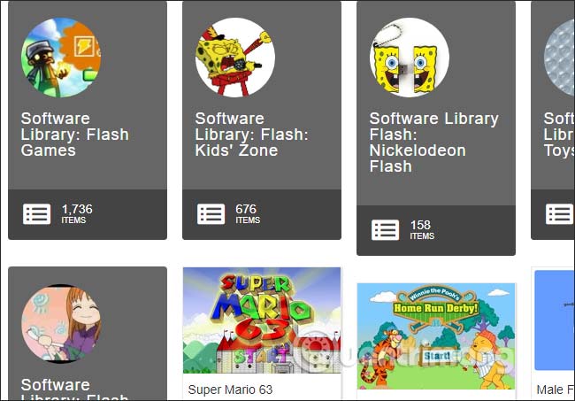 Chơi game flash trên Internet Archive