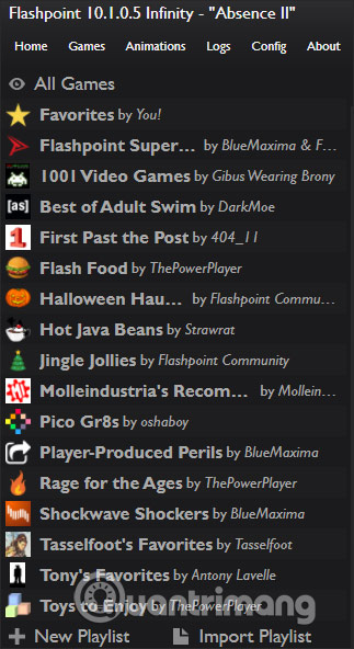 List game trong Flashpoint BlueMaxima