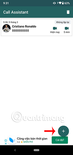 Giao diện chính của Call Assistant