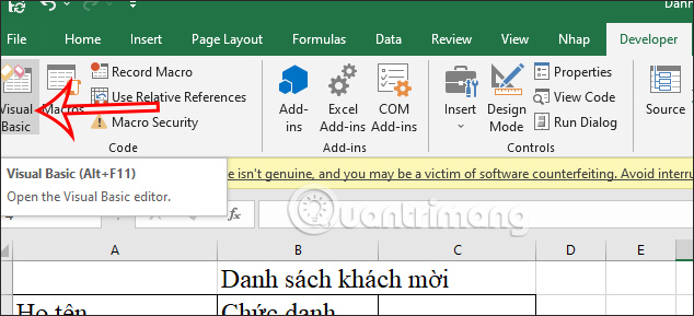 Chọn Module Excel