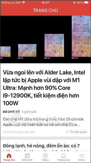 Giao diện đọc bài trên GenK