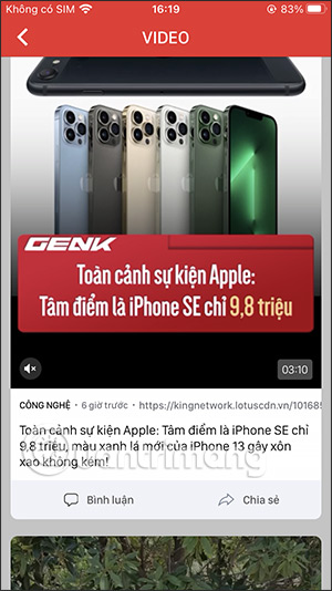 Mục video trên GenK