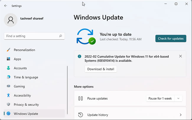 Kiểm tra Windows Updates