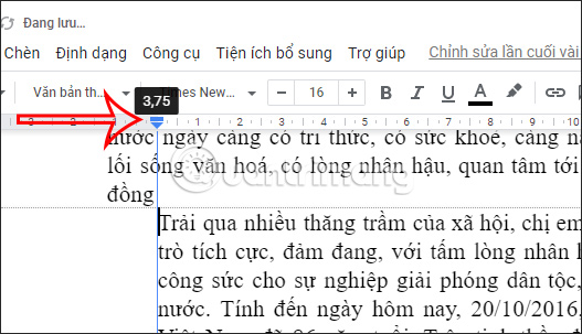 Di chuyển đoạn văn trong Docs
