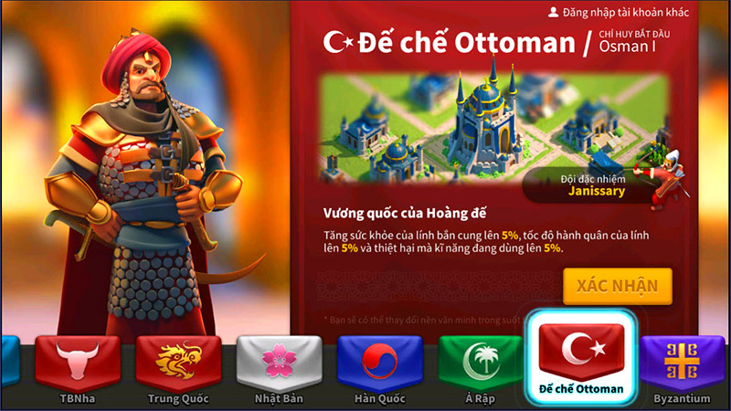 chọn nước để chơi rise of kingdoms