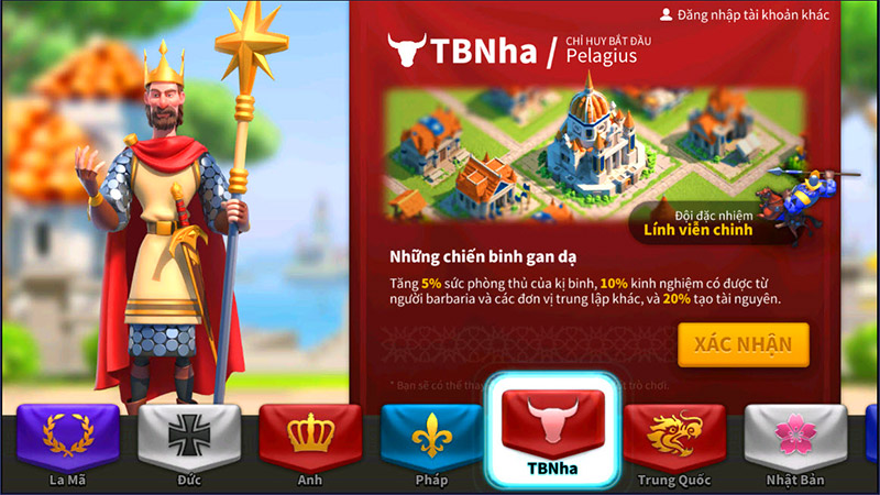 chọn nước khi mới chơi rise of kingdoms