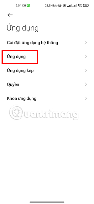 Chọn Ứng dụng để xem toàn bộ ứng dụng điên thoại