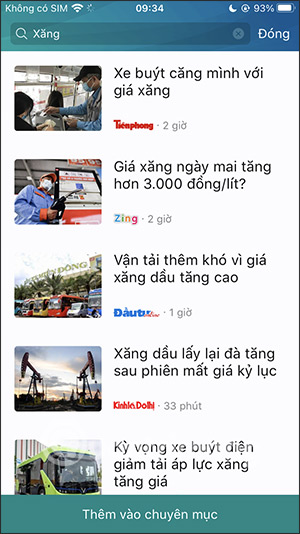 Hiển thị thông tin tìm kiếm nhanh