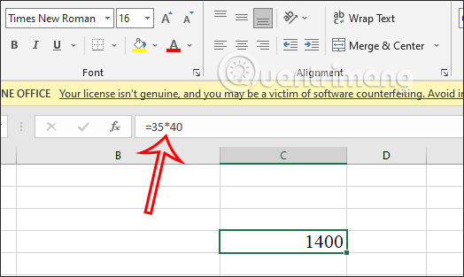 Phép tính nhân trong Excel