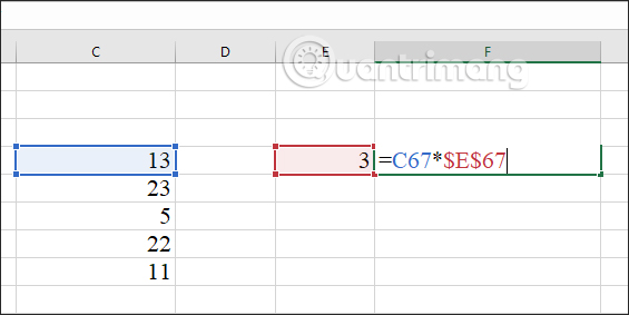 Tính nhân nhiều số với 1 số Excel