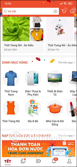 Danh mục trên Shopee