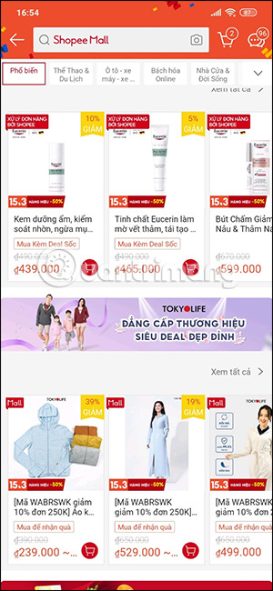 Các ưu đãi trên Shopee Mall