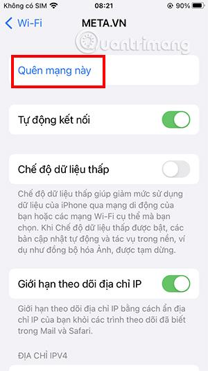 Ấn Quên mạng này để xóa mạng