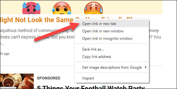 Chọn tùy chọn “Mở liên kết trong tab mới”
