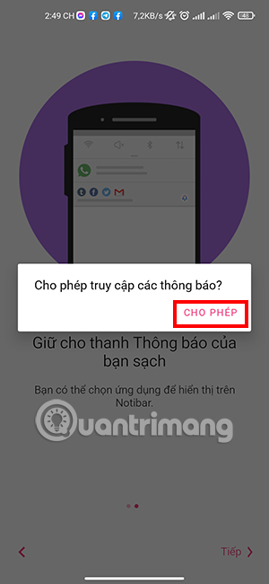 Các bước cấp quyền truy cập cho Notisave