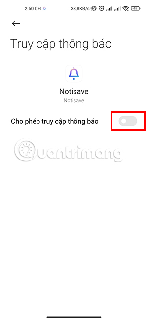 Các bước cấp quyền truy cập cho Notisave