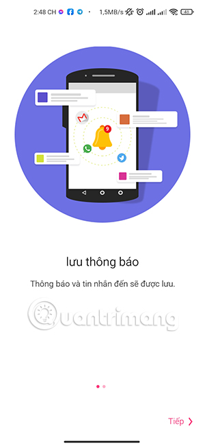 Giao diện Notisave khi khởi động lần đầu